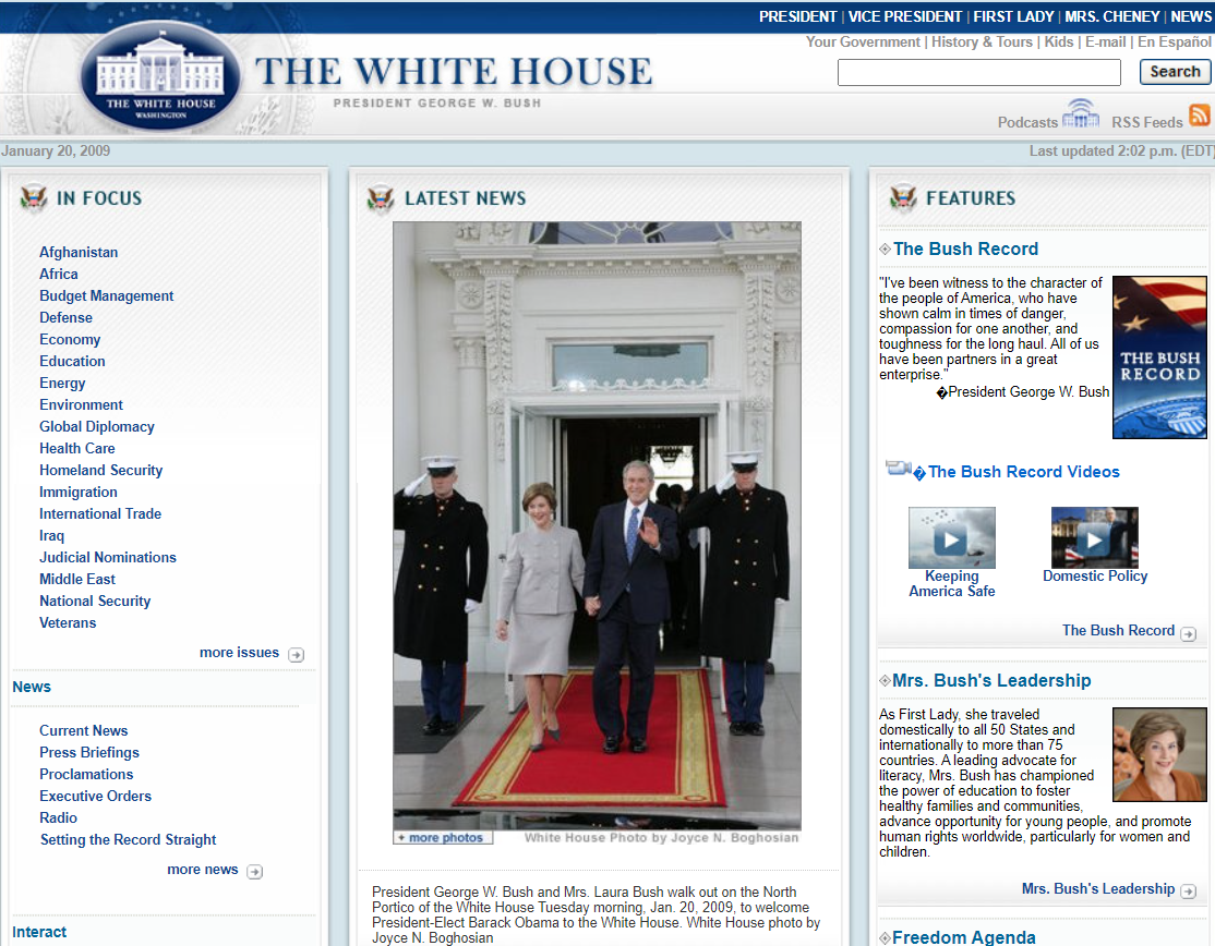 US GOVERNMENT WHITE HOUSE WEBSITE visual data 3